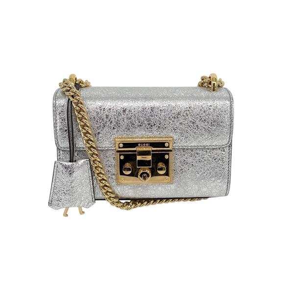 Gucci Handbags - GUCCI Padlock Bag in Metallic Silver